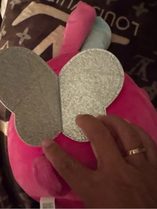 Plush Pink & Teal Bunny with Silver Heart Patch - Picture 2 of 4